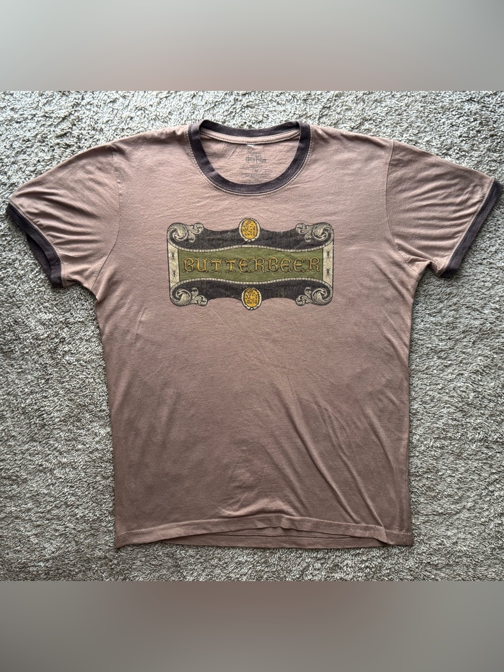 Harry Potter Butterbeer Graphic Ringer T-Shirt Women’s Medium Universal Studios